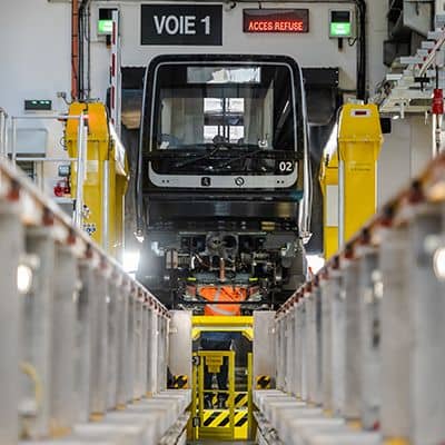 Atelier de maintenance des trains de la ligne 11 du métro parisien
